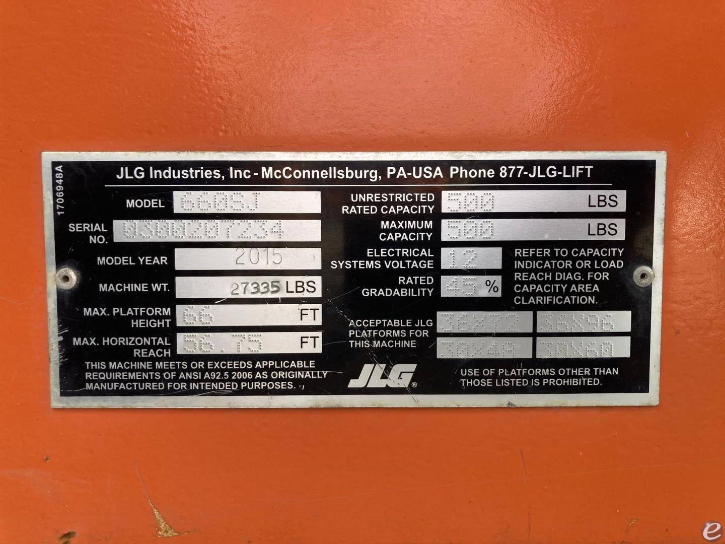 2015 JLG 660SJ