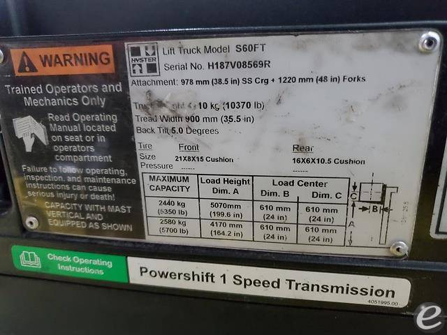 2017 Hyster S60FT LP Gas Forklift - 123Forklift
