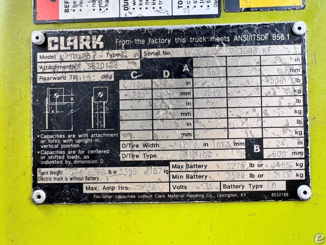 2016 Clark TMX25 Electric Forklift - 123Forklift