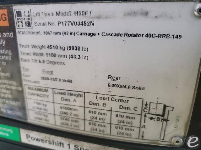 2015 Hyster H50FT LP Gas Forklift - 123Forklift