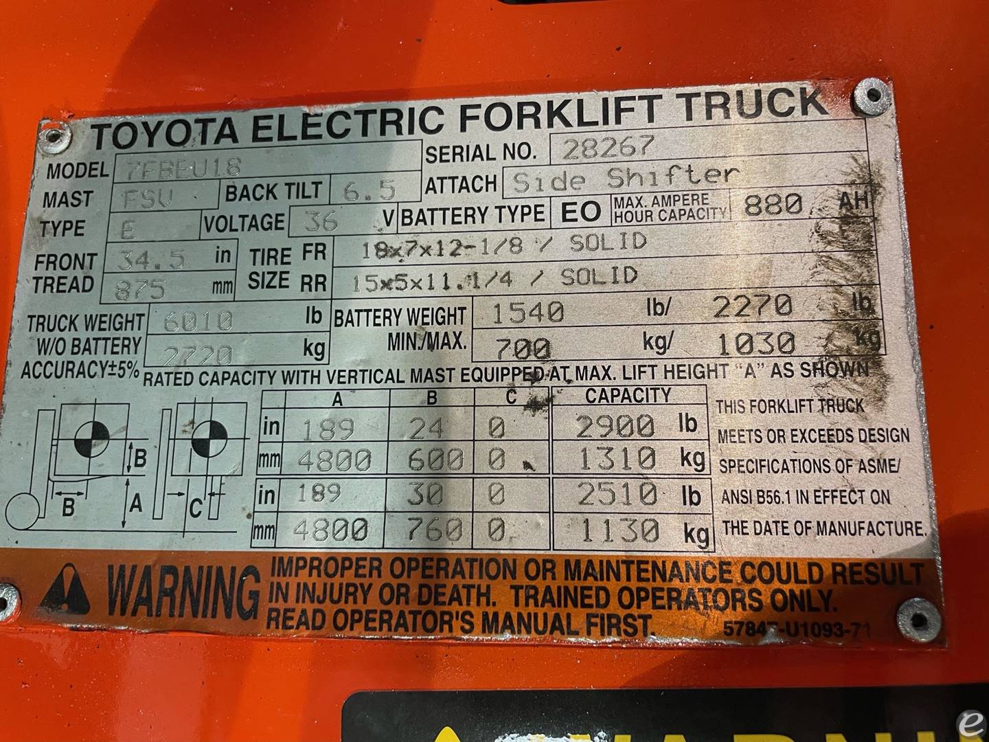 2014 Toyota 7FBEU18 Electric Forkli...
